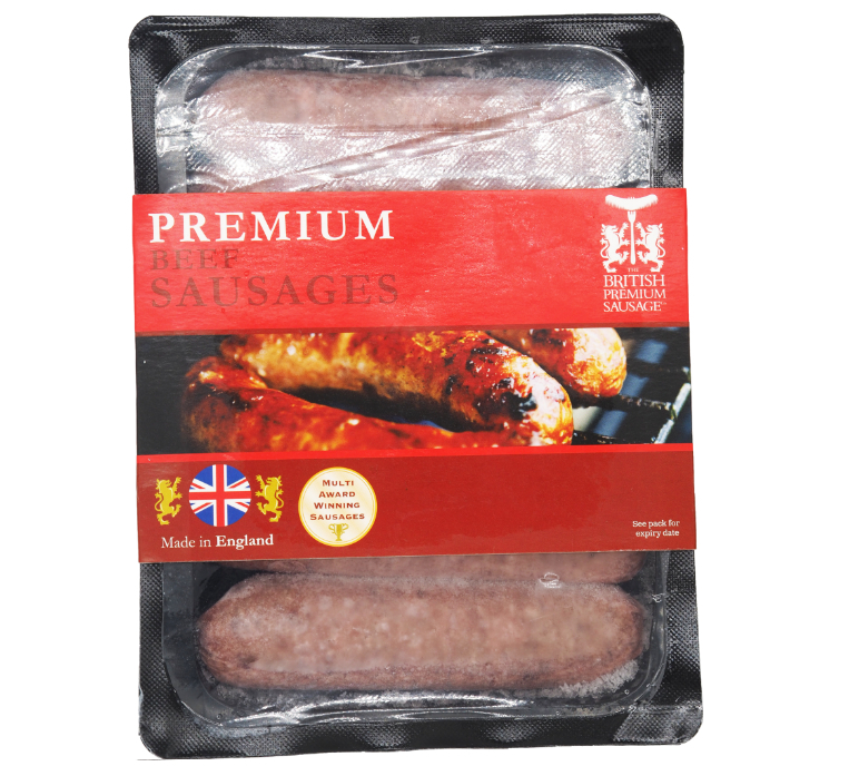 【煮食用】英國British Premium天然腸衣6條裝牛肉腸(約454g)