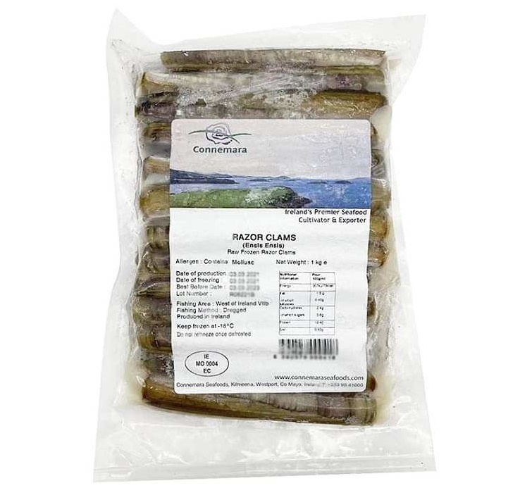 【煮食用】急凍愛爾蘭Connemara原條蟶子皇(1kg, 約26-28隻)