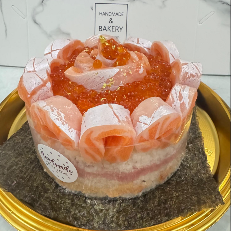 【刺身蛋糕】三文魚腩刺身蛋糕(約1000g,6吋)**需2-3天前預訂 **