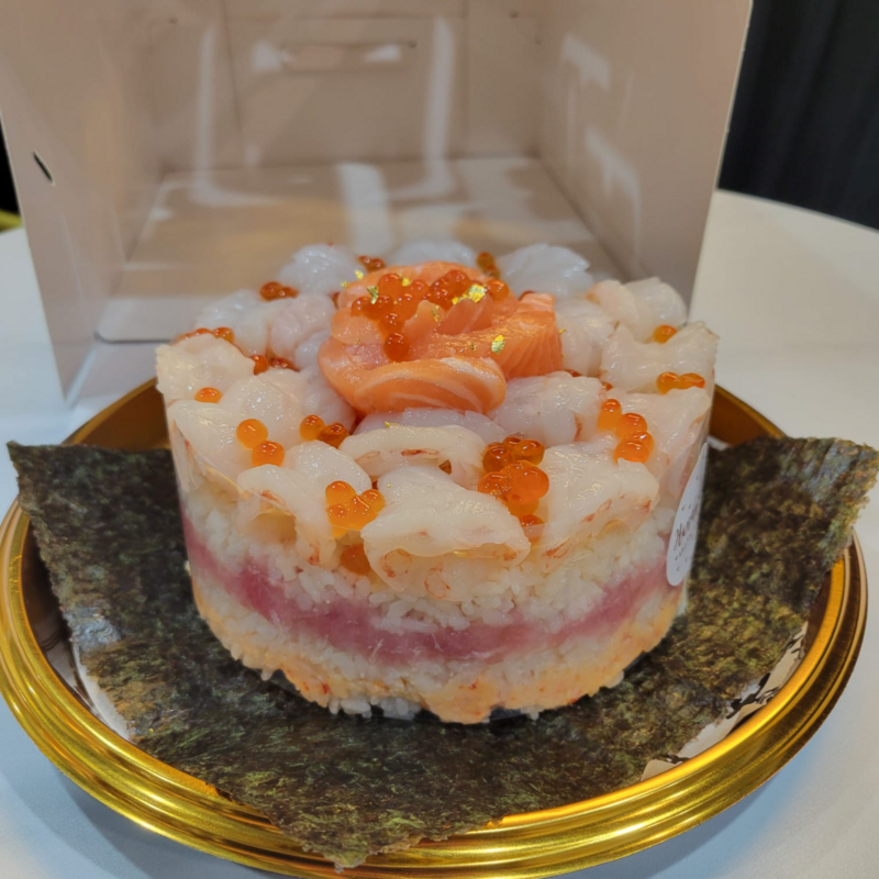 【刺身蛋糕】三文魚赤蝦刺身蛋糕(約1000g,6吋)**需2-3天前預訂**