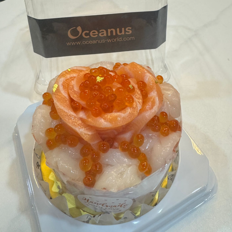 【刺身蛋糕】三文魚赤蝦刺身蛋糕(約500g,4吋)**需2-3天前預訂**